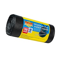 Мешки для мусора 240 л, черные, в рулоне 10 шт., ПНД 40 мкм, 1250х1000 мм, Крепак, 4607075710153 в Липецке