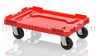 Тележка пластиковая сплошная без тормозов красная в Липецке