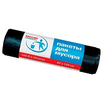 Мешки для мусора 160 л, черные, в рулоне 20 шт., ПВД, 30 мкм, 1200х870 мм, PACLAN Professional, 604082 в Липецке