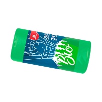 Мешки для мусора 30 л, биоразлагаемые, зеленые, в рулоне 30 шт., ПНД, 7 мкм, 560х480 мм, БИО, МБ2110 (МНБ 30-30ж) в Липецке