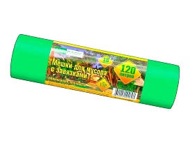 Мешки для мусора 120 л, с завязками, зеленые, в рулоне 10 шт., ПНД, 15 мкм, 800х750 мм, VIP, Z12010green в Липецке Мешки для мусора 120 л, с завязками, зеленые, в рулоне 10 шт., ПНД, 15 мкм, 800х750 мм, VIP, Z12010green в Липецке