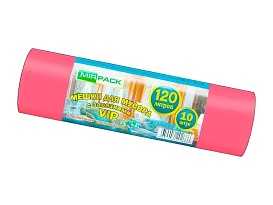 Мешки для мусора 120 л, с завязками, красные, в рулоне 10 шт., ПНД, 15 мкм, 800х750 мм, VIP, Z12010red в Липецке