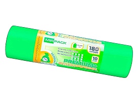 Мешки для мусора 180 л, ароматизированные, зеленые, в рулоне 10 шт., ПВД, 35 мкм, 1100х930 мм, PREMIUM+, 180105301 в Липецке