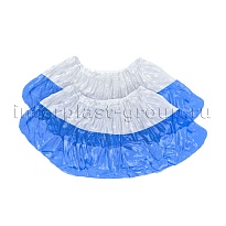 Бахилы бело-синие 1000 шт (500 пар), 48 мкм, двойная подошва, с одной резинкой, Эконом+ в Липецке