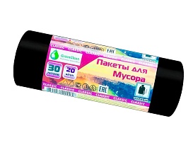 Мешки для мусора 30 л, черные, в рулоне 20 шт., ПНД, 7 мкм, 600х500 мм, MIRPACK Classik, 302040 в Липецке