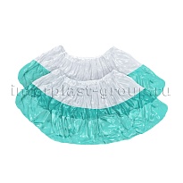 Бахилы бело-бирюзовые 1000 шт (500 пар), 48 мкм, двойная подошва, с одной резинкой, Эконом+ в Липецке