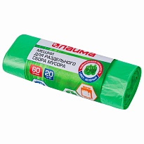 Мешки для мусора 60 л, зеленые, в рулоне 20 шт., ПНД, 10 мкм, 680х580 мм, LAIMA, 606704 в Липецке Мешки для мусора 60 л, зеленые, в рулоне 20 шт., ПНД, 10 мкм, 680х580 мм, LAIMA, 606704 в Липецке