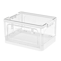 Ящик пластиковый складной прозрачный, дно белое, 360х235х230 мм, с колесиками в Липецке