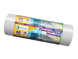 Мешки для мусора 60 л, белые, в рулоне 20 шт., ПНД, 7 мкм, 700х600 мм, MIRPACK Classik, 602052 в Липецке