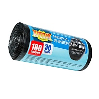 Мешки для мусора 180 л, с ушками, черные, в рулоне 30 шт., ПНД, 20 мкм, 1150х800 мм, Крепак, 4607075710399 в Липецке Мешки для мусора 180 л, с ушками, черные, в рулоне 30 шт., ПНД, 20 мкм, 1150х800 мм, Крепак, 4607075710399 в Липецке