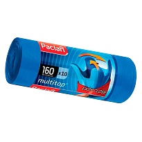 Мешки для мусора 160 л, с ушками, синие, в рулоне 10 шт., ПВД, 30 мкм, 1250х900 мм, PACLAN Multitop, 604064 в Липецке