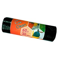 Мешки для мусора 60 л, черные, в рулоне 30 шт., ПНД, 6 мкм, 640х580 мм, Концепция Быта EcoClean, 603890 в Липецке