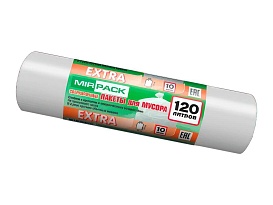 Мешки для мусора 120 л, белые, в рулоне 10 шт., ПНД, 14 мкм, 1100х700 мм, EXTRA, ex1201803 в Липецке