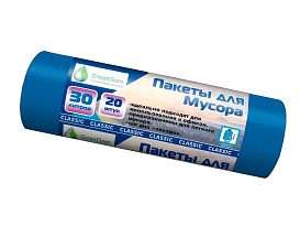 Мешки для мусора 30 л, синие, в рулоне 20 шт., ПНД, 7 мкм, 600х500 мм, MIRPACK Classik, 302041 в Липецке