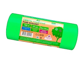 Мешки для мусора 180 л, ароматизированные, биоразлагаемые, зеленые, в рулоне 10 шт., ПВД, 40 мкм, 1300х930 мм, PURE ECOLOGY, bio1801081 в Липецке Мешки для мусора 180 л, ароматизированные, биоразлагаемые, зеленые, в рулоне 10 шт., ПВД, 40 мкм, 1300х930 мм, PURE ECOLOGY, bio1801081 в Липецке