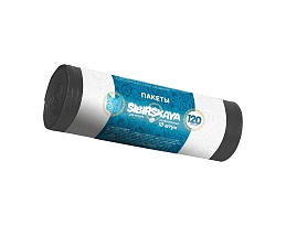 Мешки для мусора 120 л, черные, в рулоне 10 шт., ПНД, 14 мкм, 1100х700 мм, SIBIRSKAYA, 101-008 S в Липецке