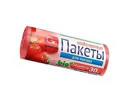 Мешки для мусора 30 л, ароматизированные, Клубника, красные, в рулоне 20 шт., ПНД, 9 мкм, 560х530 мм, GRIFON Aroma, 101-020 K в Липецке