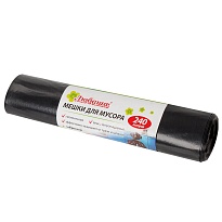 Мешки для мусора 240 л, черные, в рулоне 5 шт., ПВД 30 мкм, 1300х900 мм, Любаша, 605338 в Липецке